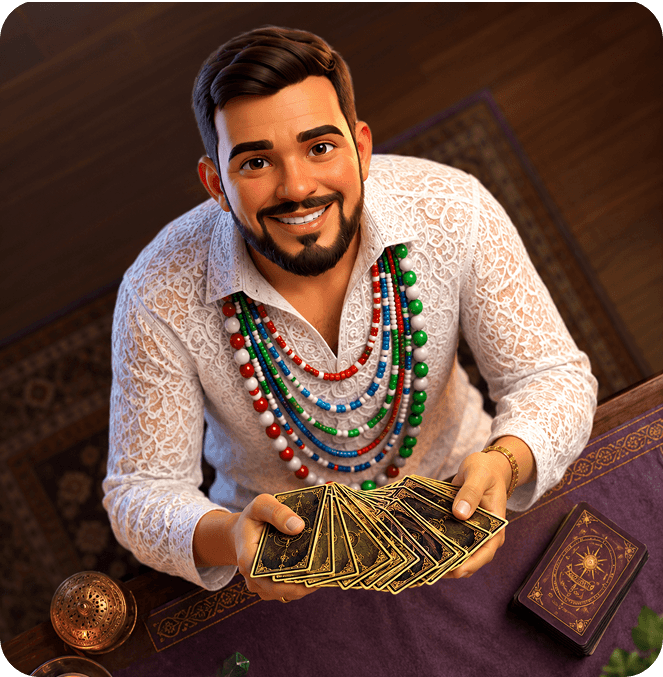 Personagem do Marmoteiro com seu Baralho Cigano